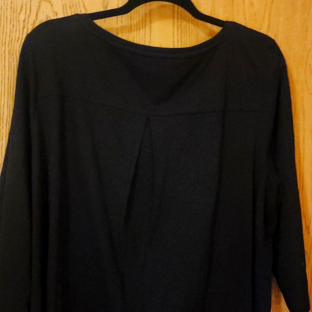 Talbots, Black Split-Neck Cotton Top - image 2